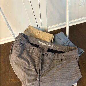 Hang Ten Men's Pants Trio - Gray, Tan, Blue